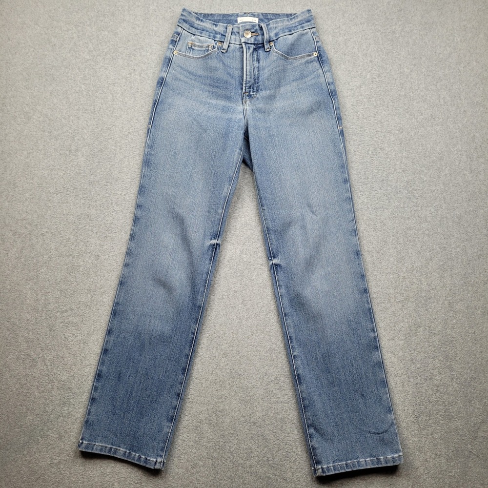Good American Good Legs Straight Jeans Womens 0/25 Blue Mid-Rise GLSCHD10T